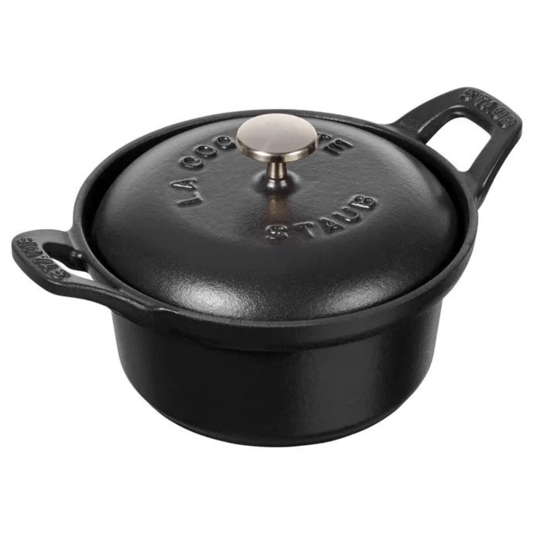 Caçarola Staub Oval Vintage Ferro Fundido Feito na França Preta 12cm