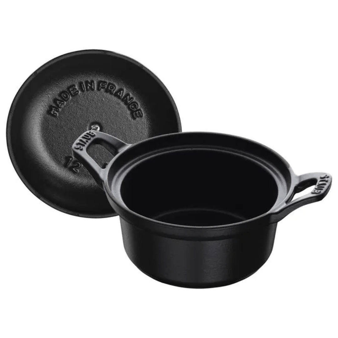 Caçarola Staub Oval Vintage Ferro Fundido Feito na França Preta 12cm