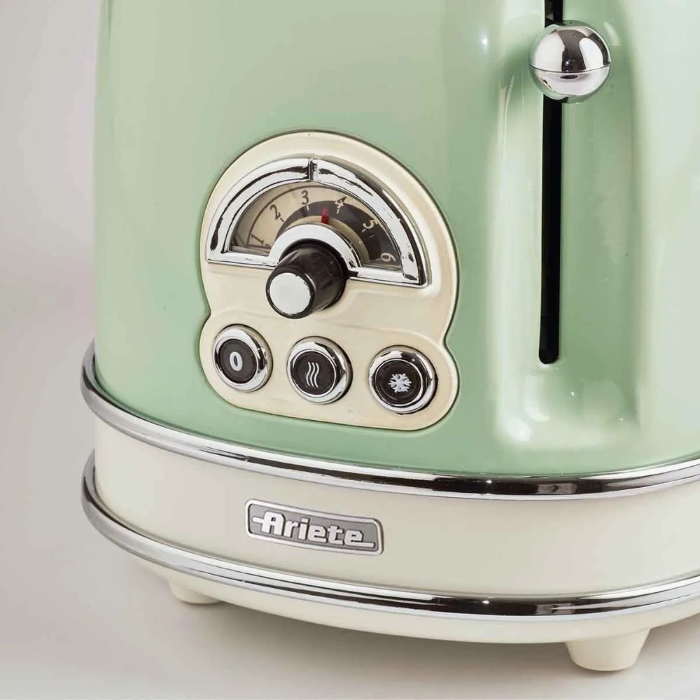 Combo Premium Ariete Vintage Verde Torradeira + Chaleira Inox e Espremedor