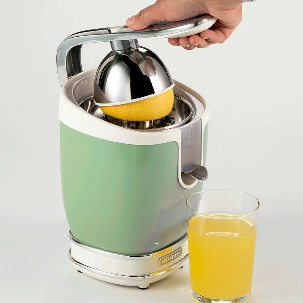 Espremedor de Frutas Vintage 413 Ariete com Alavanca de Pressão Verde