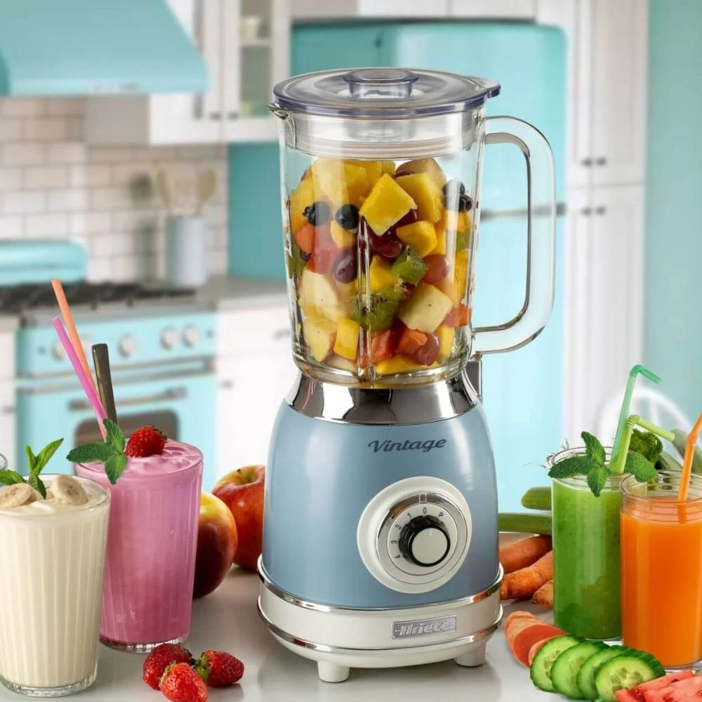 Liquidificador 583 Ariete Vintage 1000W Azul Copo de Vidro 1,5L 220V