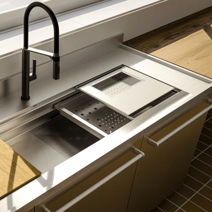 Bandeja Profunda Perfurada Deslizante Mekal em Inox para Workstation