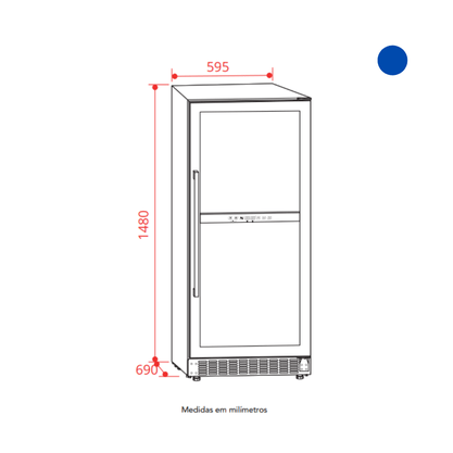 Adega Elettromec 122 Garrafas Dual Zone Built-In Connect 220V