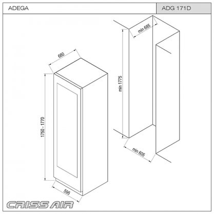 Adega Crissair Spazio ADG 171 Garrafas Dual Zone 220V