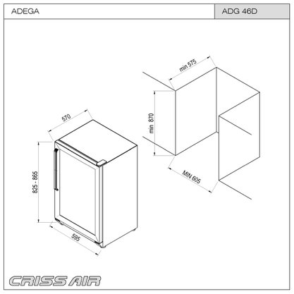 Adega Crissair Spazio ADG 46 Garrafas Dual Zone 220V
