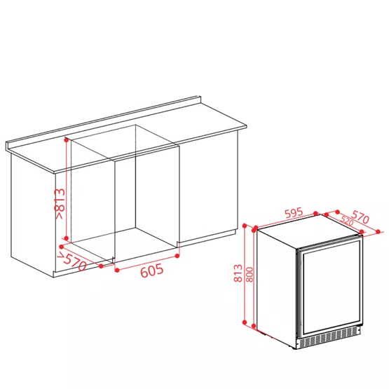 Adega De Embutir Vetro Single Zone Elettromec Built-in 40 Garrafas 220V