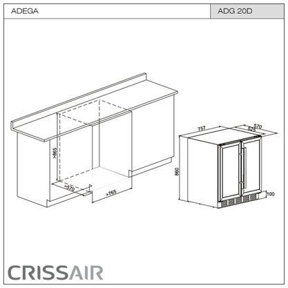 Adega Crissair ADG 20 MAXI com Frigobar de Embutir 220V