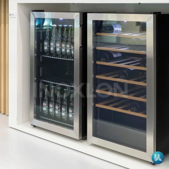 Adega Invita Freestanding Inox e Prateleira em Madeira 34 Garrafas