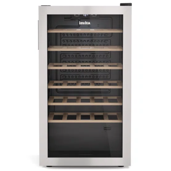 Adega Invita Freestanding Inox e Prateleira em Madeira 34 Garrafas