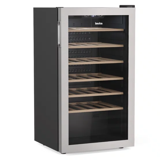 Adega Invita Freestanding Inox e Prateleira em Madeira 34 Garrafas
