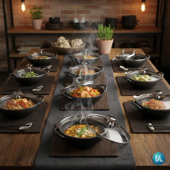 Baby Staub Wok com Tampa de Vidro New Preto Ferro Fundido 16cm