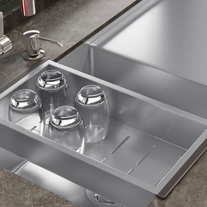 Bandeja Retangular Profunda Quadratino DeBacco 44x22,5cm Inox Escovado