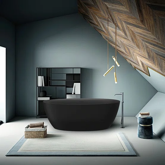 Banheira de Imersão Itajaí 2 Pure Black Immersi New Moderna 170x82x60