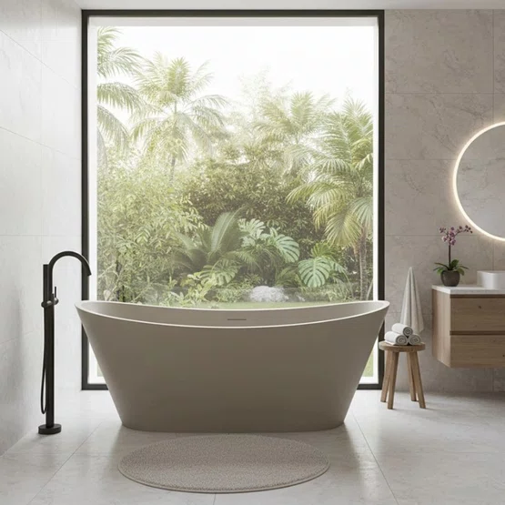 Banheira de Imersão Porto Belo Immersi Warm Grey New Moderna 170x81x68