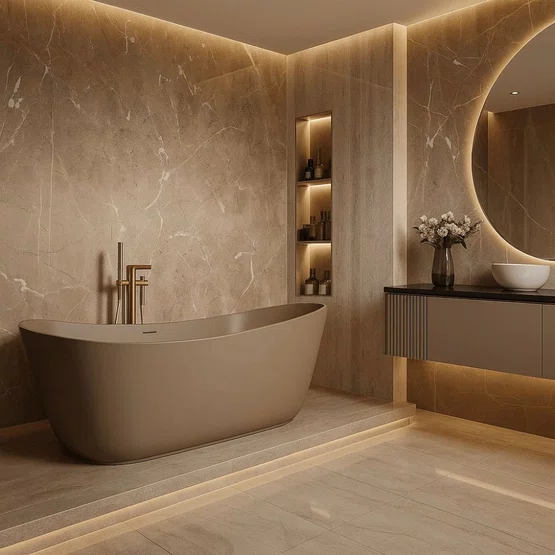 Banheira de Imersão Porto Belo Immersi Warm Grey New Moderna 170x81x68