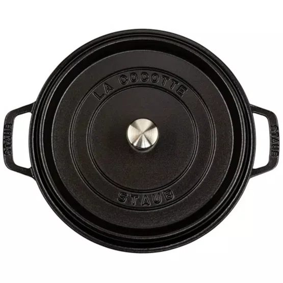 Caçarola Staub Redonda Ferro Fundido Feito na França Preta 26cm