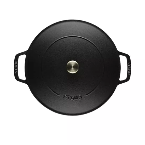 Caçarola Staub Redonda Baixa Chistera Ferro Fundido Preta 28cm