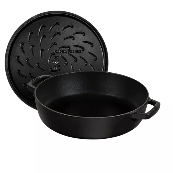 Caçarola Staub Redonda Baixa Chistera Ferro Fundido Preta 28cm