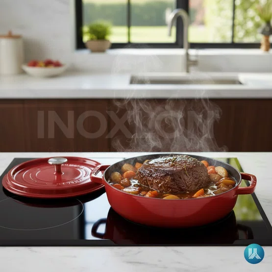 Caçarola Baixa STAUB Chistera Ferro Fundido Cereja  Indução 28cm