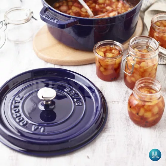 Caçarola Redonda Staub Ferro Fundido Feito na França Azul Marinho 28cm
