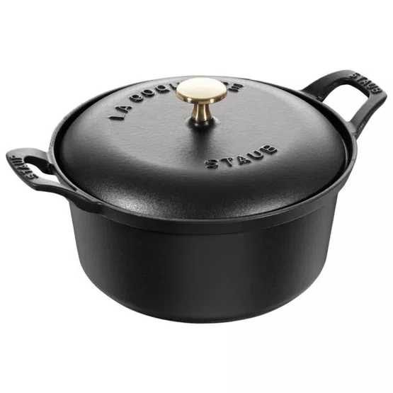 Caçarola Staub Oval Vintage em Ferro Fundido Feito na França Preto 20 cm 1L