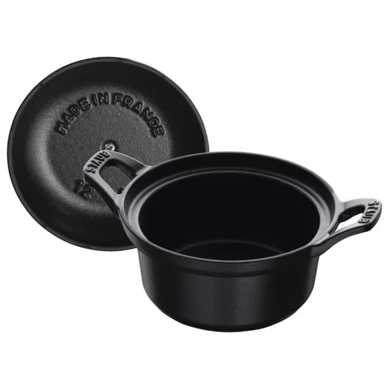 Caçarola Staub Oval Vintage Ferro Fundido Feito na França Preta 12cm