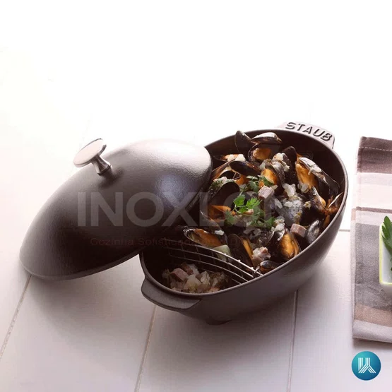 Caçarola Staub para Frutos Do Mar Ferro Fundido Feito na França Preto 25 cm