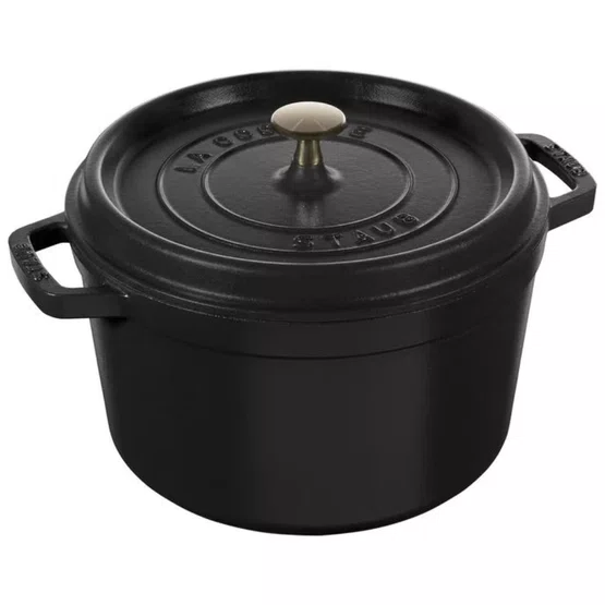 Caçarola Staub Redonda Alta Ferro Fundido Preta 24cm