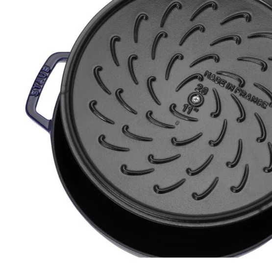 Caçarola Staub Redonda Baixa Chistera Ferro Fundido Azul Marinho 28cm
