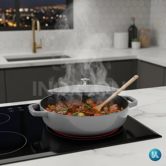 Caçarola Staub Redonda Baixa Chistera Ferro Fundido Cinza Grafite 28cm