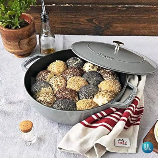 Caçarola Staub Redonda Baixa Chistera Ferro Fundido Cinza Grafite 28cm