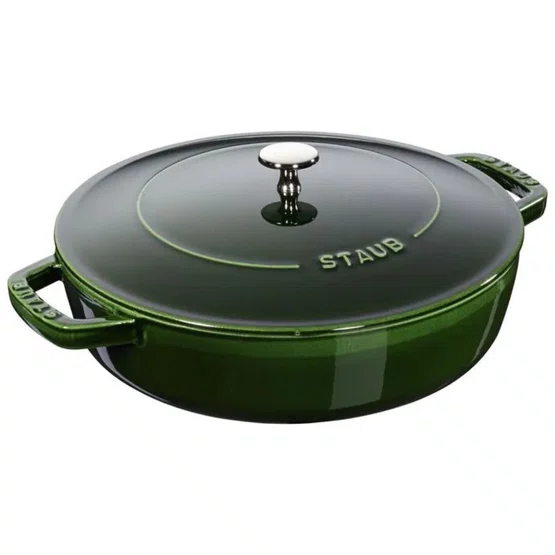Caçarola Staub Redonda Baixa Chistera Ferro Fundido Verde Basil 28 cm