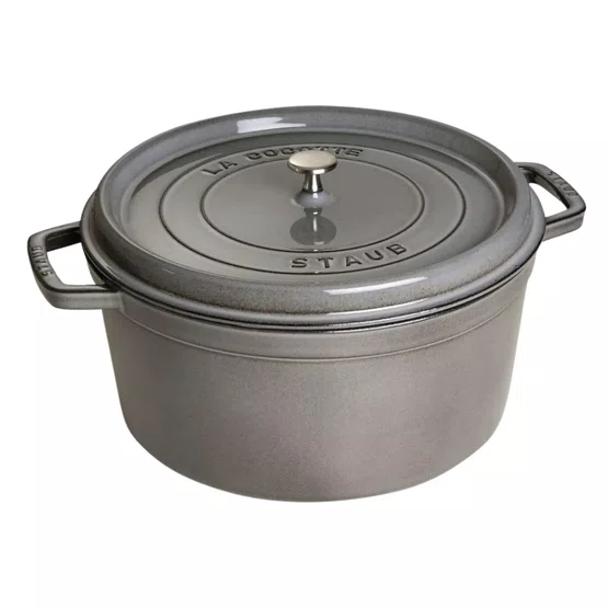 Caçarola Staub Redonda Ferro Fundido Cinza Grafite 30 cm