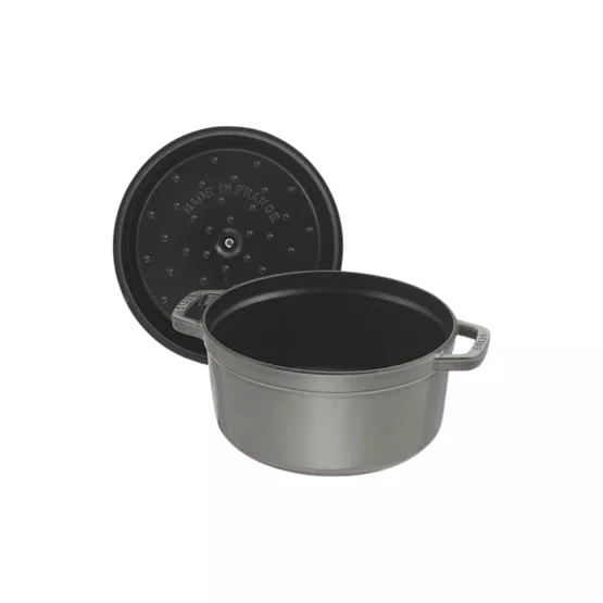 Caçarola Staub Redonda Ferro Fundido Cinza Grafite 30 cm