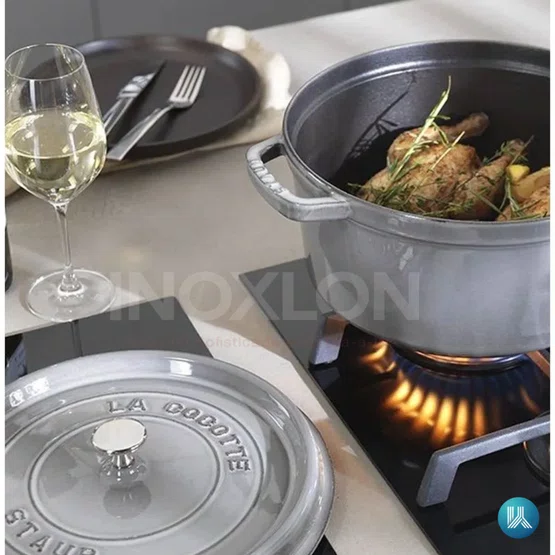 Caçarola Staub Redonda Ferro Fundido Cinza Grafite 30 cm