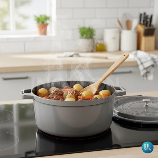 Caçarola Staub Redonda Ferro Fundido Cinza Grafite 30 cm