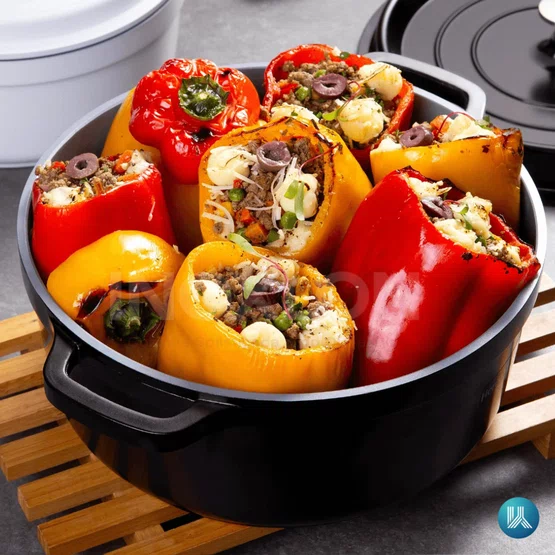 Caçarola Staub Redonda Ferro Fundido Feito na França Preto 22 cm