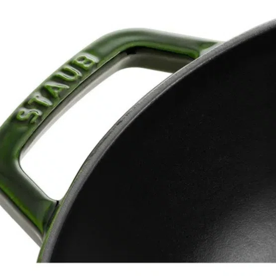 Caçarola Staub Wok com Tampa de Vidro Ferro Fundido Verde 30 cm