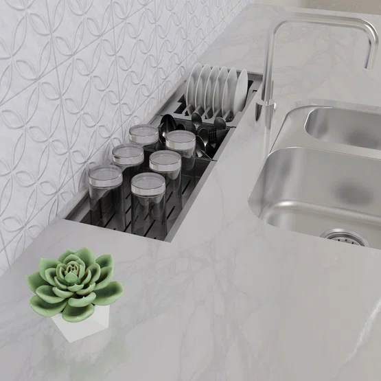 Canal Organizador Úmido Premium Ghelplus com Acessórios 60 cm Inox
