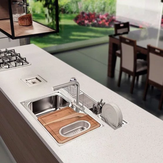 Canal Organizador Úmido de Sobrepor Tramontina 105cm Aço Inox