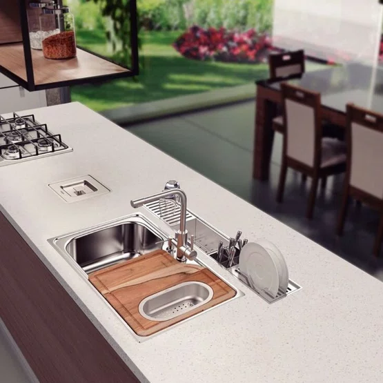 Canal Organizador Úmido de Sobrepor Tramontina 75cm Aço Inox