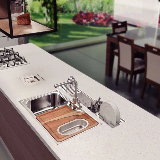 Canal Organizador Úmido de Sobrepor Tramontina 90cm Aço Inox