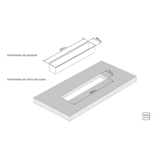 Canal Organizador Úmido de Sobrepor Tramontina 90cm Aço Inox