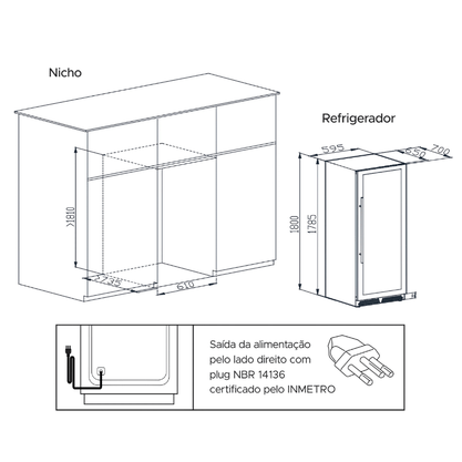 Cervejeira Beer Center Cuisinart Arkton Advanced 425 Litros Single Zone 220V