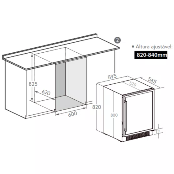 Cervejeira Beer Center Elettromec Inox 145 Litros Built-In 220V- Abertura Esquerda