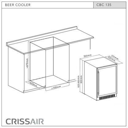 Cervejeira Crissair Spazio de Embutir CBC 135 Beer Cooler 135L