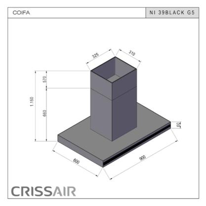 Coifa de Ilha Crissair NI 39 Black G5 90cm