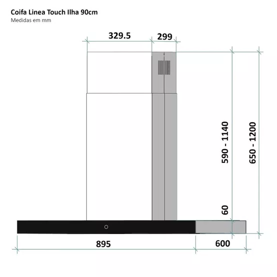 Coifa de Ilha Linea Franke Display Digital Touch Inox e Vidro Preto 90cm
