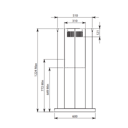 Coifa de Ilha para Direita Lumen NRS Falmec Inox 175cm 220V