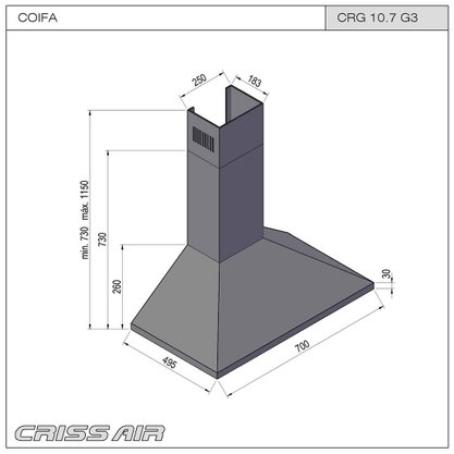 Coifa de Parede Crissair CRG 10.7 G3 Inox 70cm